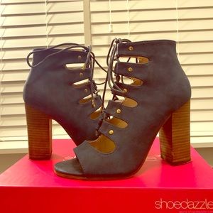 Blue Aldo Tie Up Chunky Heels